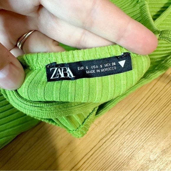 Zara Green Brat Girl Cutout Halter Top Bodysuit Y2K Ribbed Women’s Size Small - Picture 8 of 13